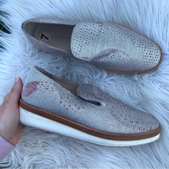 Free People Snake Eyes silver slip-on loafers 38 - Picture 2 of 9